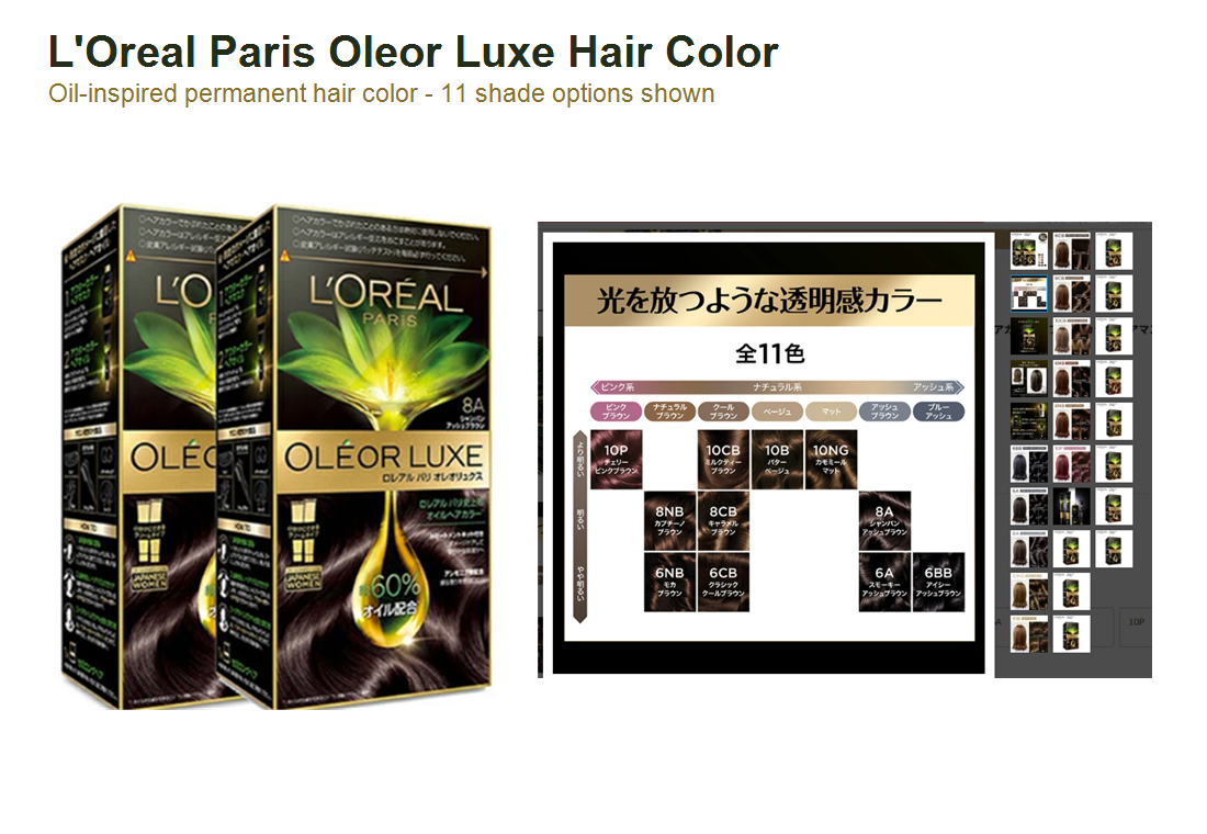 L'Oreal Paris Oleor Luxe hair color shade collage